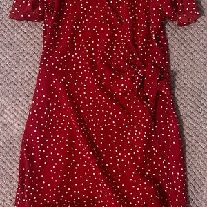 Red Polka Dot Wrap Dress